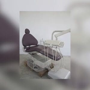 A gray dental chair